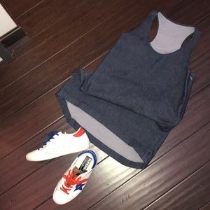 Racer back denim mini dress